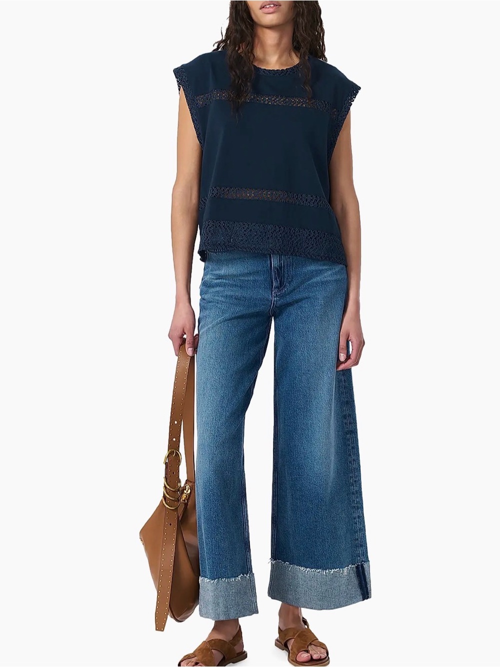 *NWT* Rag & Bone Rosie Lace-Trim Cotton Muscle Tank, Size Medium - Picture 2 of 14